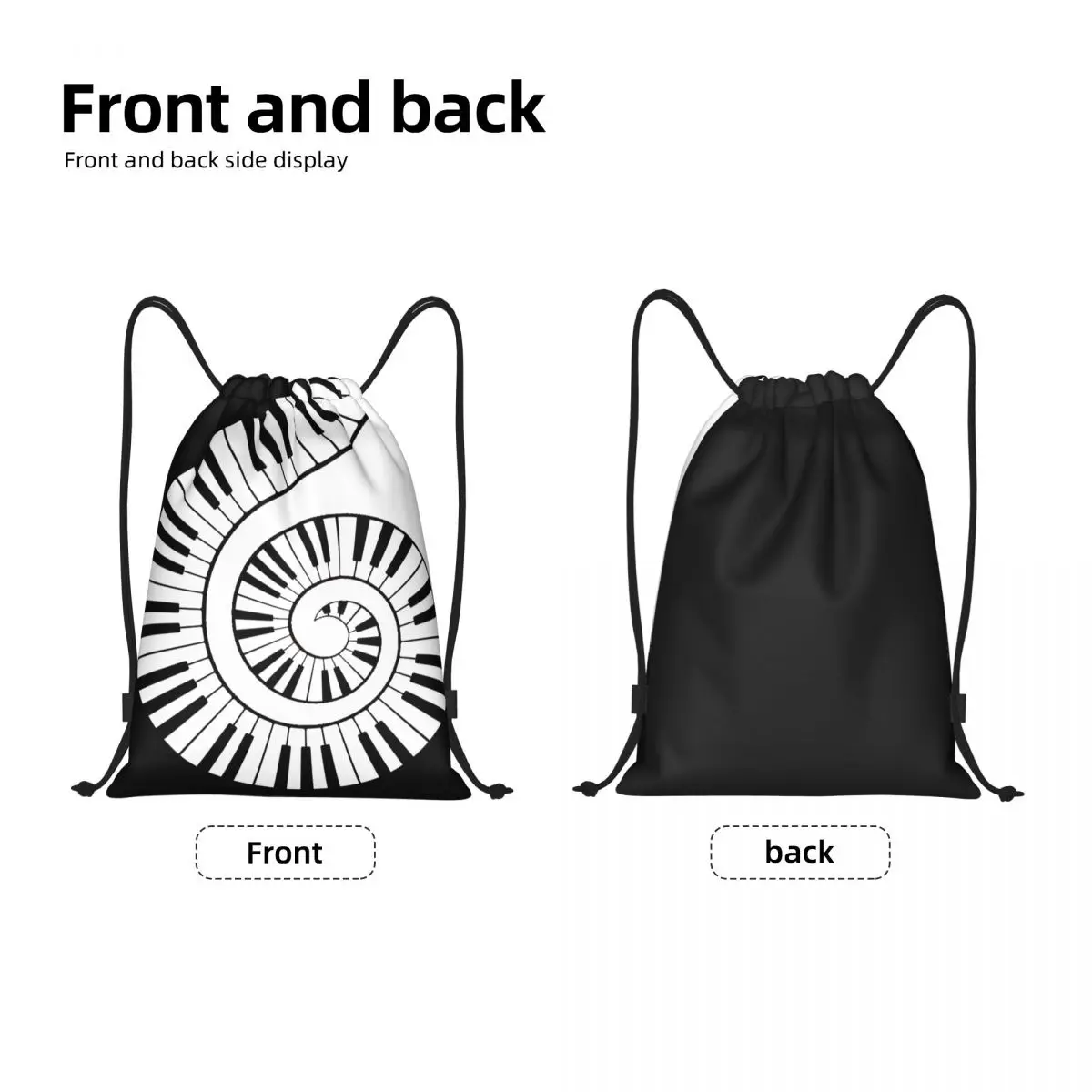 Piano Keys Music Notes Drawstring Backpack Sports Gym Bag for Women Men Shopping Sackpack