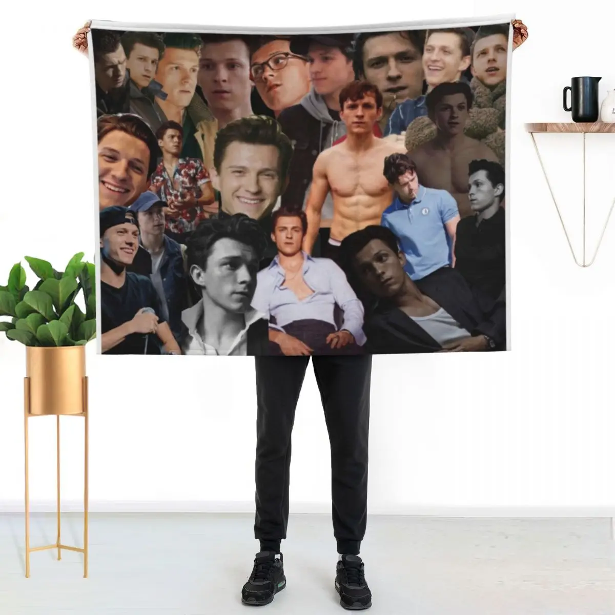 

Tom Holland collage Throw Blanket Spring Fall Cozy Throw Blanket for Couch