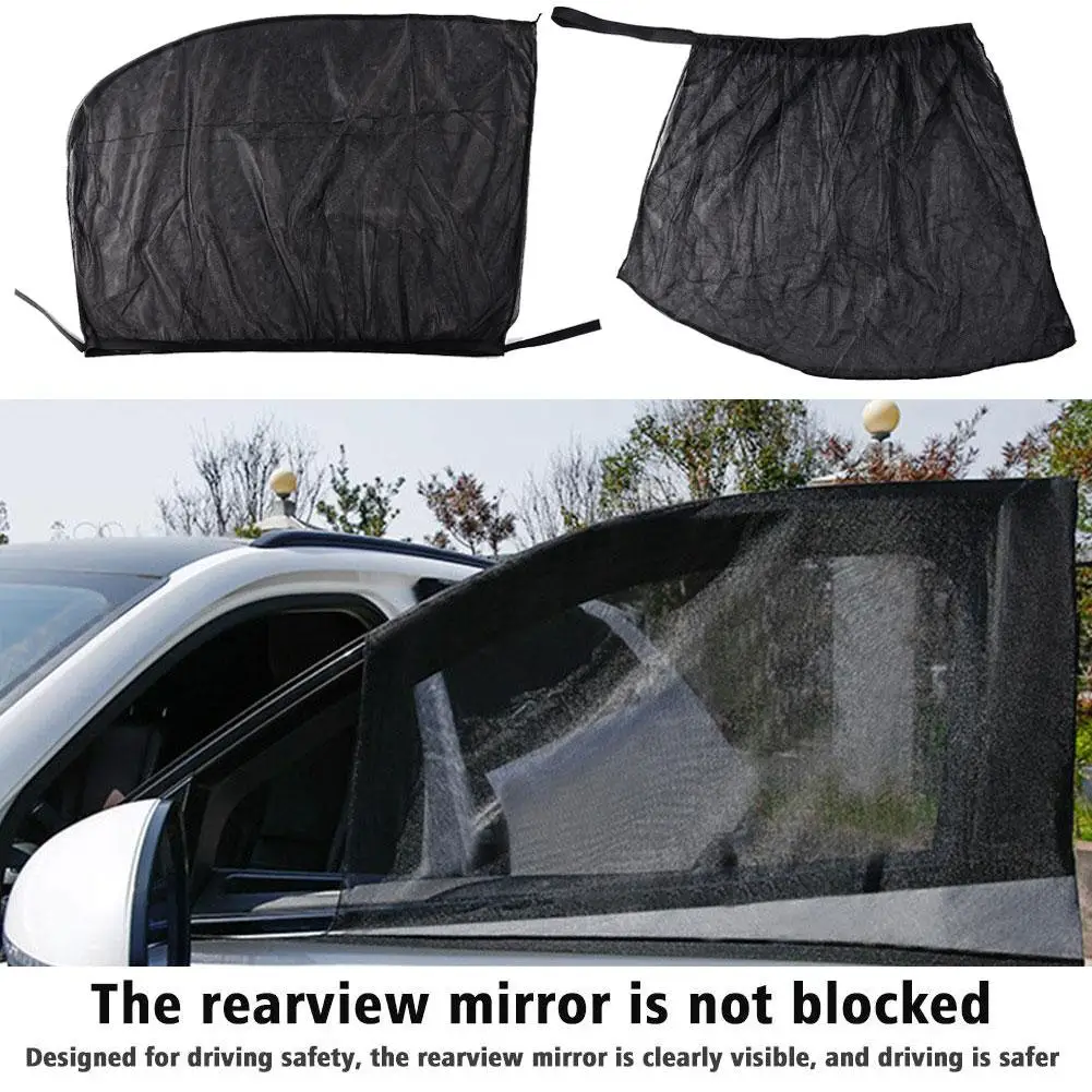 2/4 Stuks Auto Raam Hordeur Covers Zijraam Schaduw Uv Zonneschijn Cover Schaduw Mesh Auto Klamboe Voor Auto Suv Zonnescherm Vizier