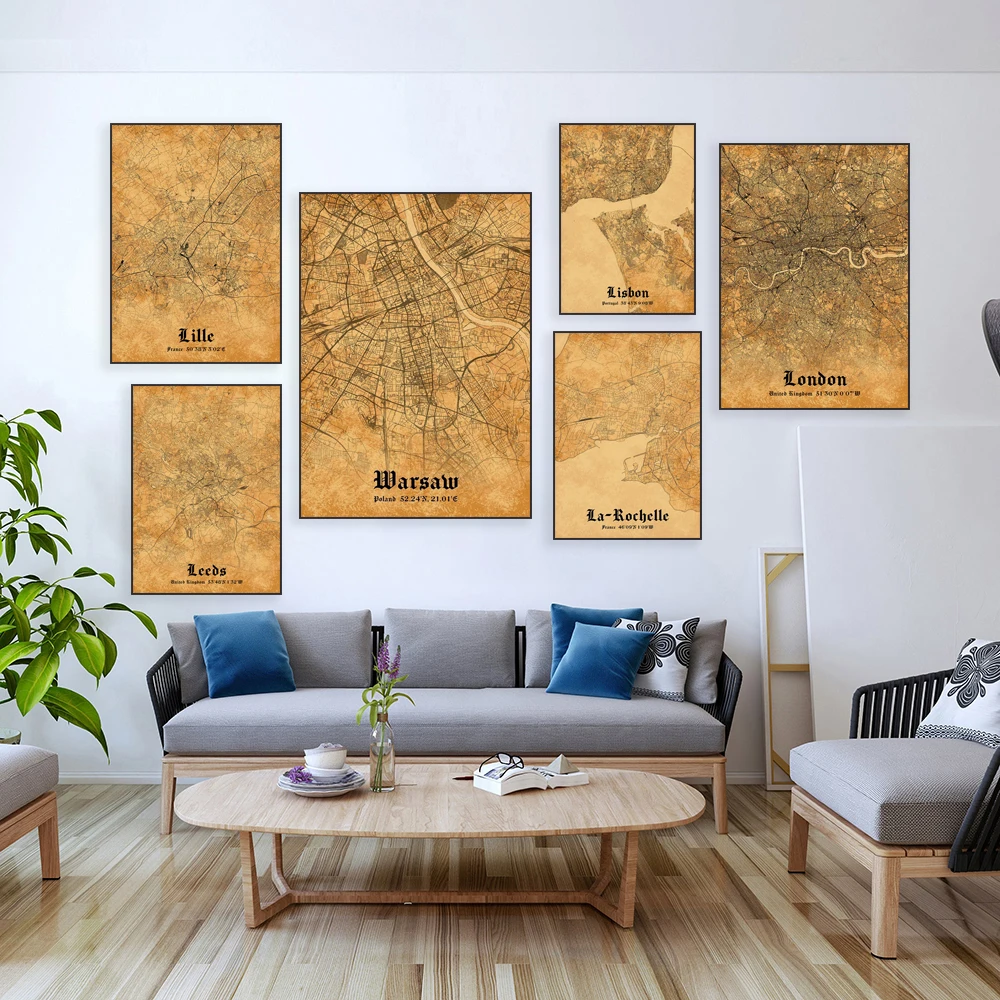 Mumbai, Ljubljana, Lucca, Warsaw, Lisbon, Monaco, Manchester, Leeds, La Rochelle, Marseille, London, Montpellier map poster