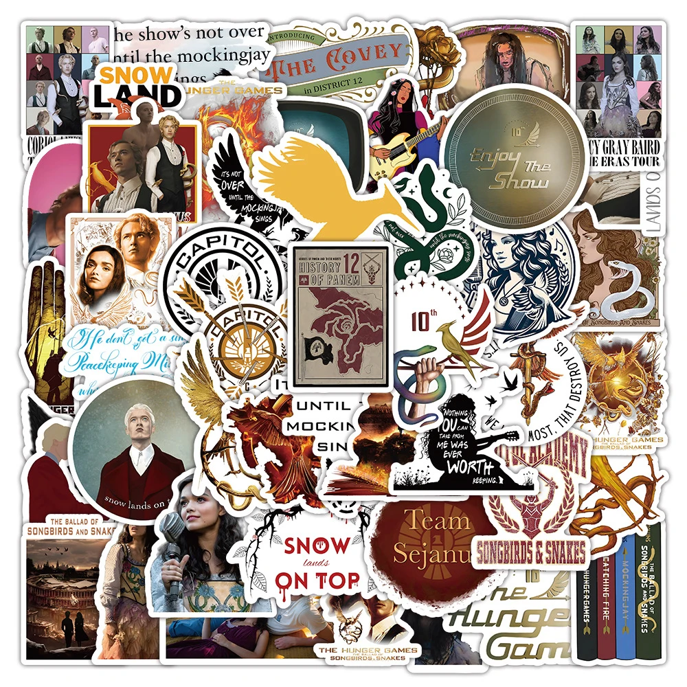 10/30/50pcs Adesivos de Desenho Animado do Filme The Hunger Games The Ballad Of Songbirds & Snakes, Adesivos Retro à Prova d'Água para Telefone