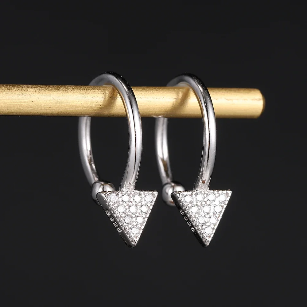 Authentic 925 Sterling Silver Jewelry Arrow Zircon Ear Clips for Women Men Student Fashion Hip Poh Style No Piercing Party Gifts