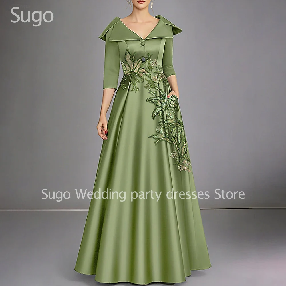 

Customized Elegant Long Dark Geen Mother of the Bride Dresses Floor-Length A-Line Evening Gala Wedding Guest Groom Dress 2026