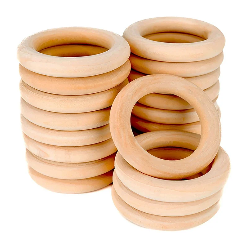 Wholesale Wooden Rings Circle DIY Kids Handmade Unfinished Solid Wood Hoops Craft Wedding Jewelry Making Party Decor 15-150MM