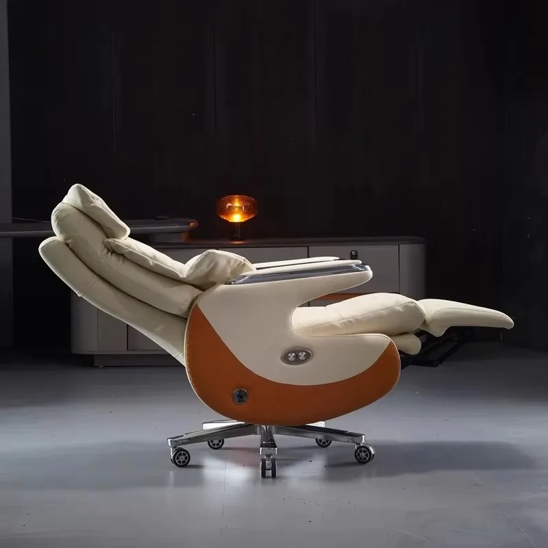 Modern Executive Office Chair New Design Luxury Swivel Genuine Leather Ergonomic Extendable Manual/Electric Reclining Furniture