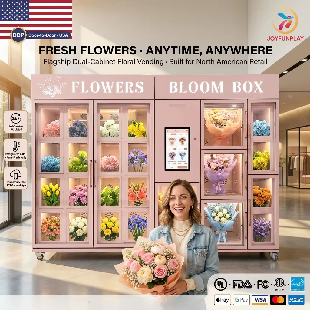 FL Customized Wholesale Flower Dispenser Fresh Flowers Innovative Refrigerated Flower Vending Machines for Small Businesses