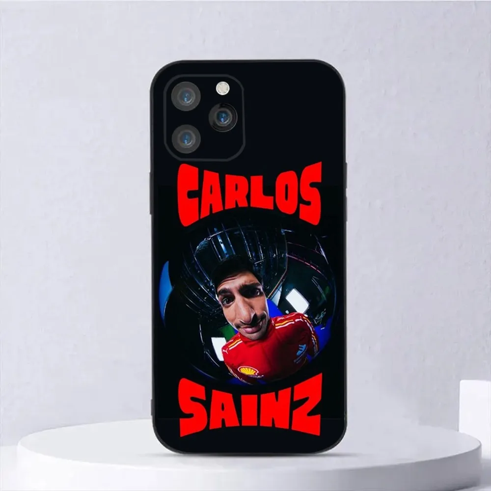 Carlos Sainz F1 55 Phone Case For iPhone 15,14,13,12,11,Plus,Pro Max,XS,X,XR,SE,Mini,8,7 Soft Silicone Black Cover