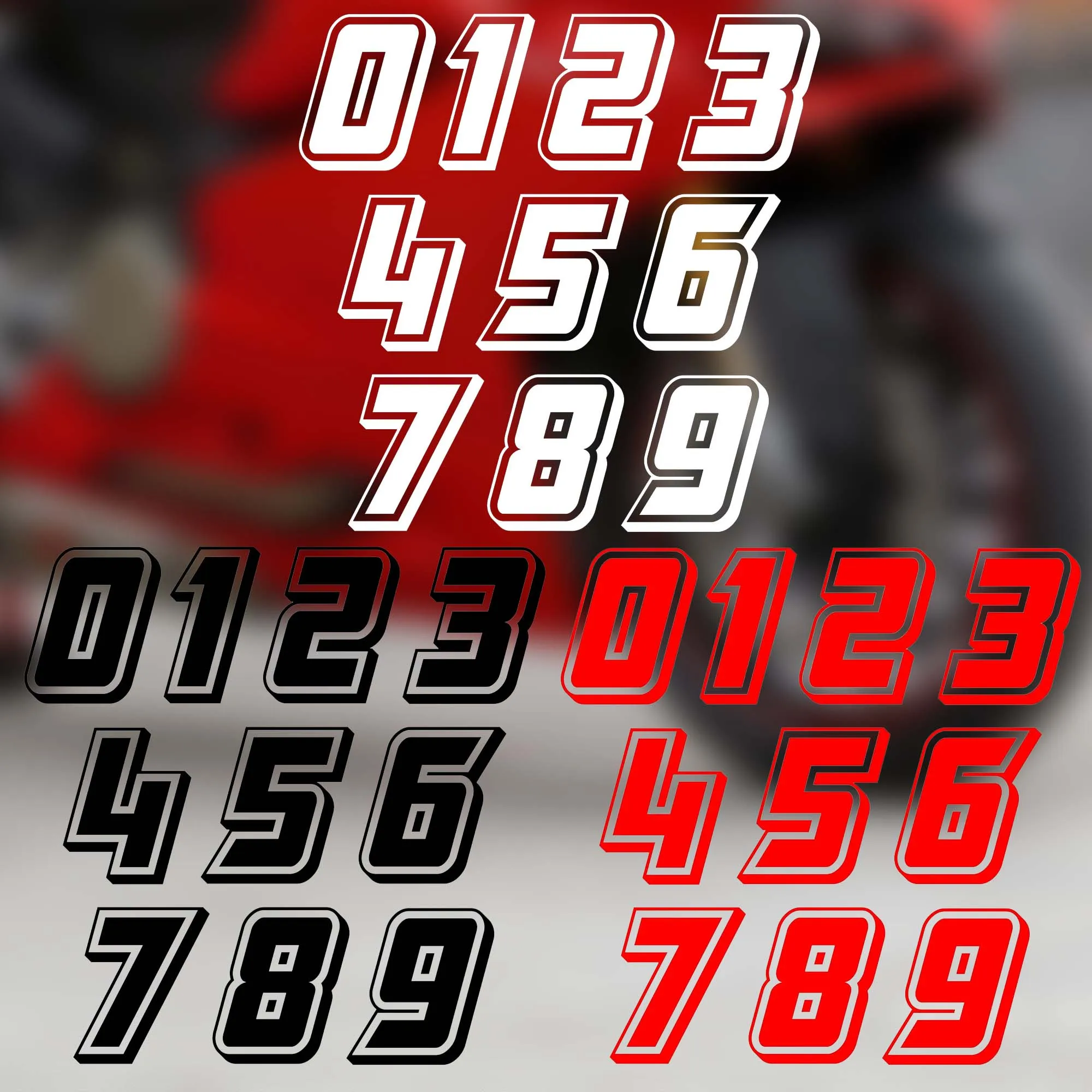 Waterproof Arabic Numeral Racing Stickers 1PC, White Black Red Vinyl Decals For Motorcycle Fairing Fuel Tank Helmet DIY Refit
