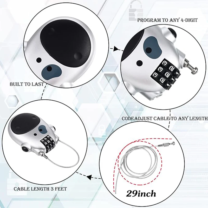 Cable Combination Lock Adjustable Cable Code Locks 3 Digit Combination Lock Security Wire Combo Steel Cable Locks