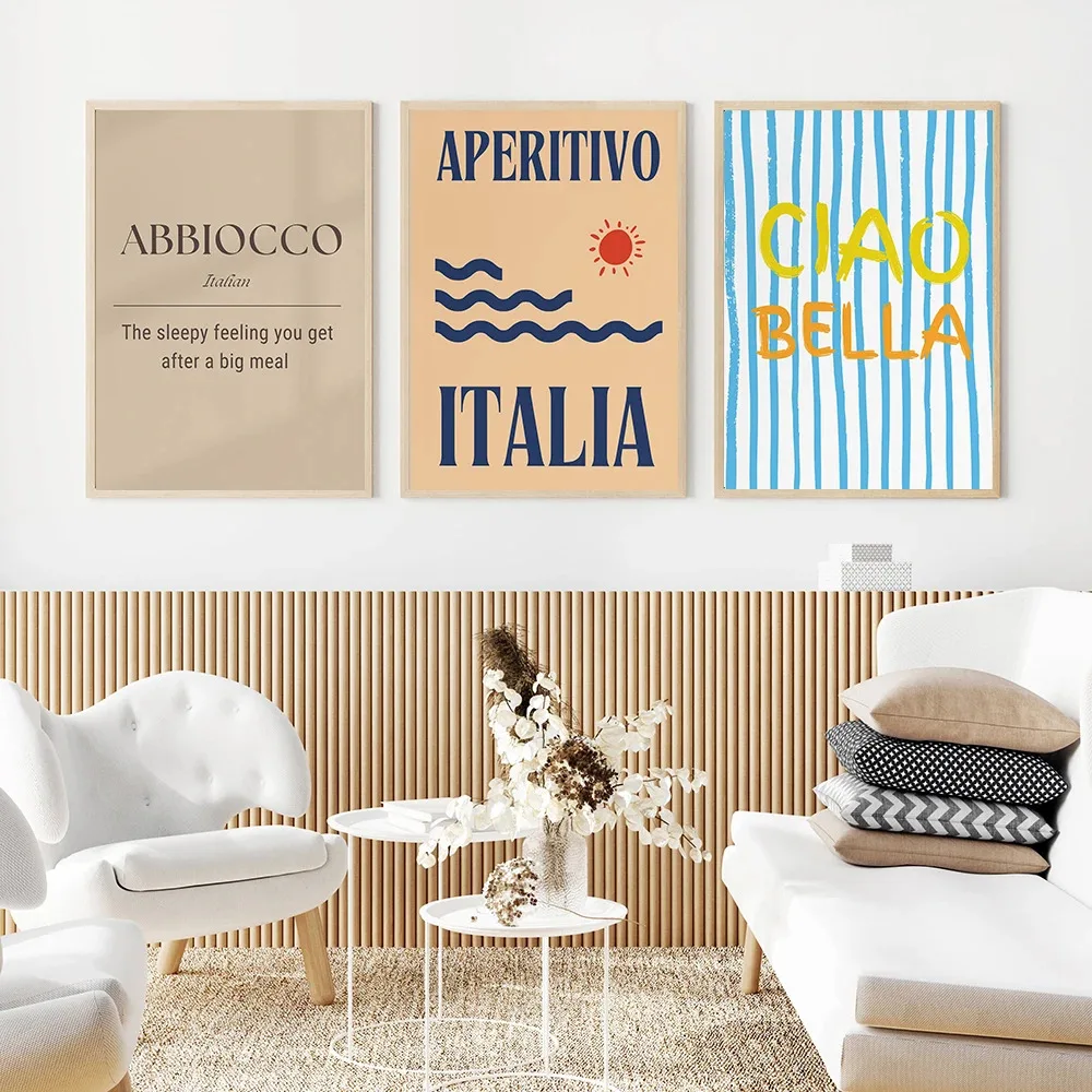 Canvas Painting La Dolce Vita Lemon Poster Print Nordic Italian Aperitivo Pizza Pasta Food Quote Wall Art Kitchen Room Decor