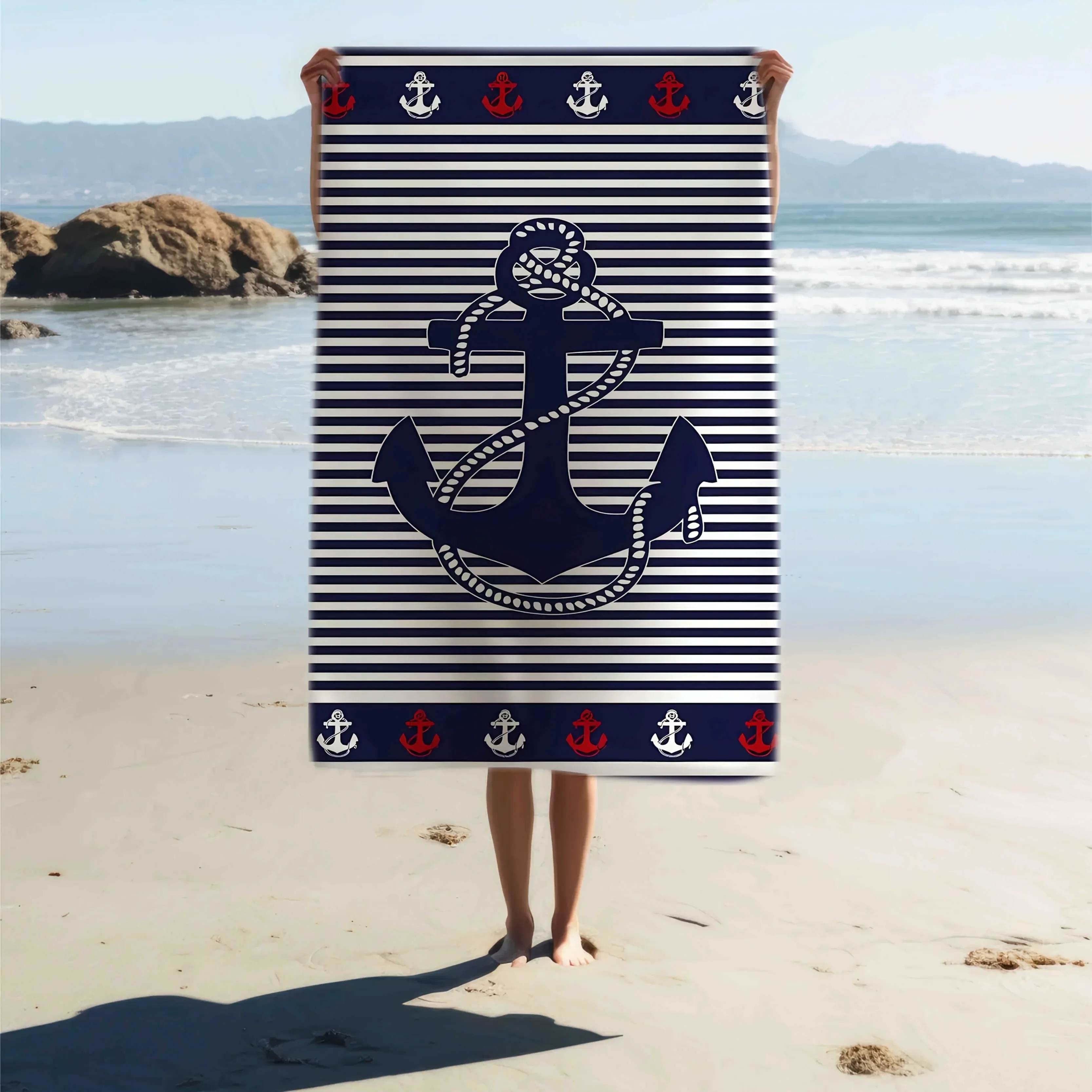 Navy Anchor Beach Towel: Stylish And Practical For Your Bea…