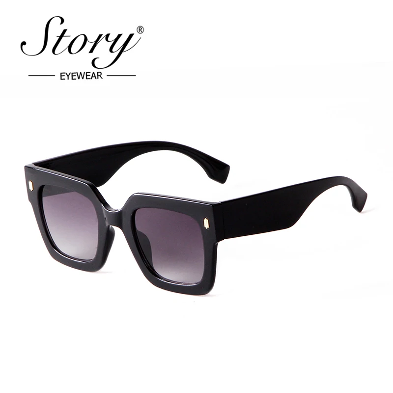 

STORY Fashion Wide Sides Square Sunglasses for Women Men Luxury Brand Designer Trendy Gradient Lens Oversized Sun Glasses S2151J