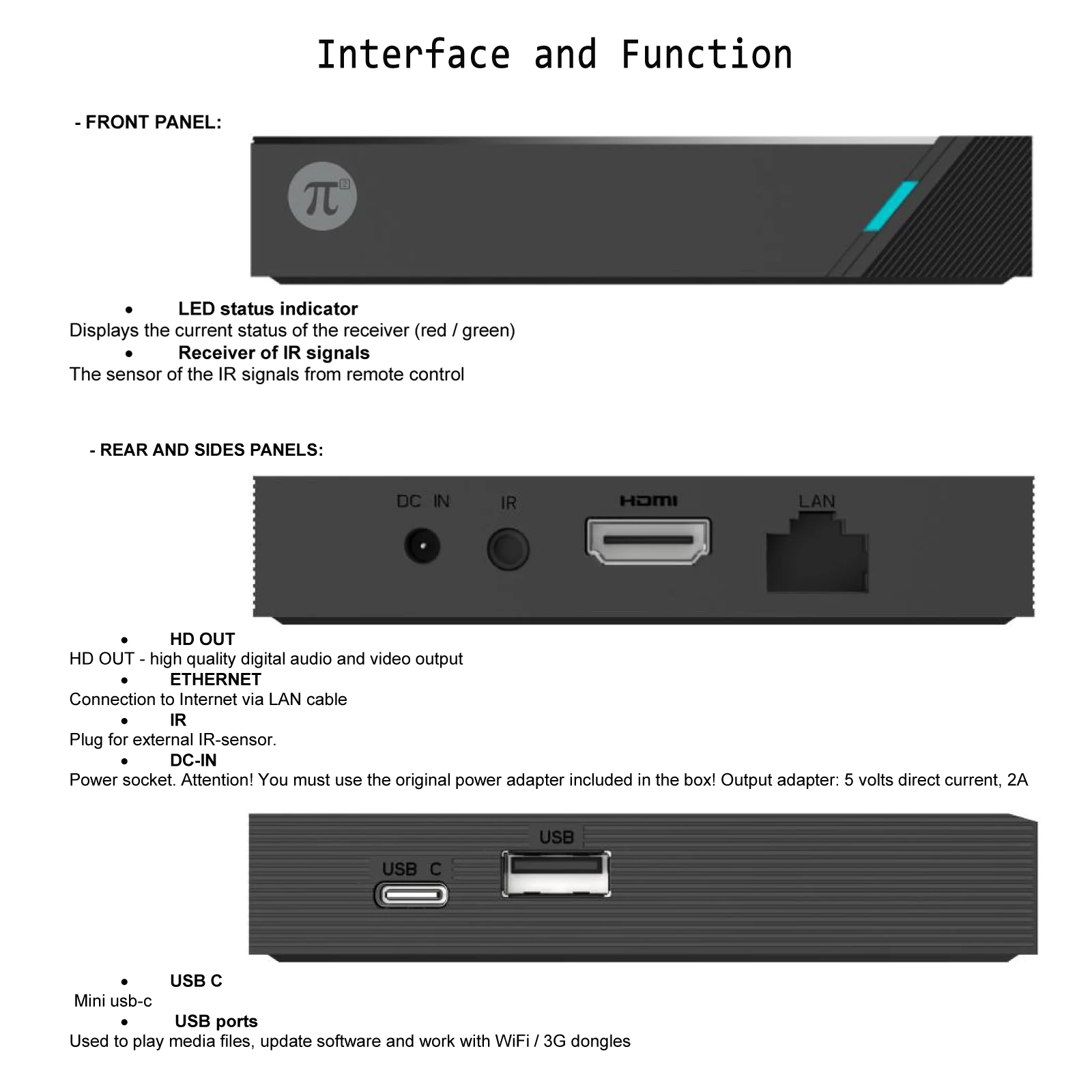 ACECONN Pi2 Linux 4K HD Super box IPTV TV Box - Full Format Decoding & Learning Remote Control STB Player