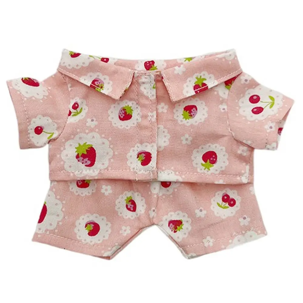 Ropa de muñeca de felpa de 20CM, traje con estampado de animales de frutas, solapa, camisa, pantalones, ropa informal, juguetes de peluche de algodón, accesorios para muñecas Idol