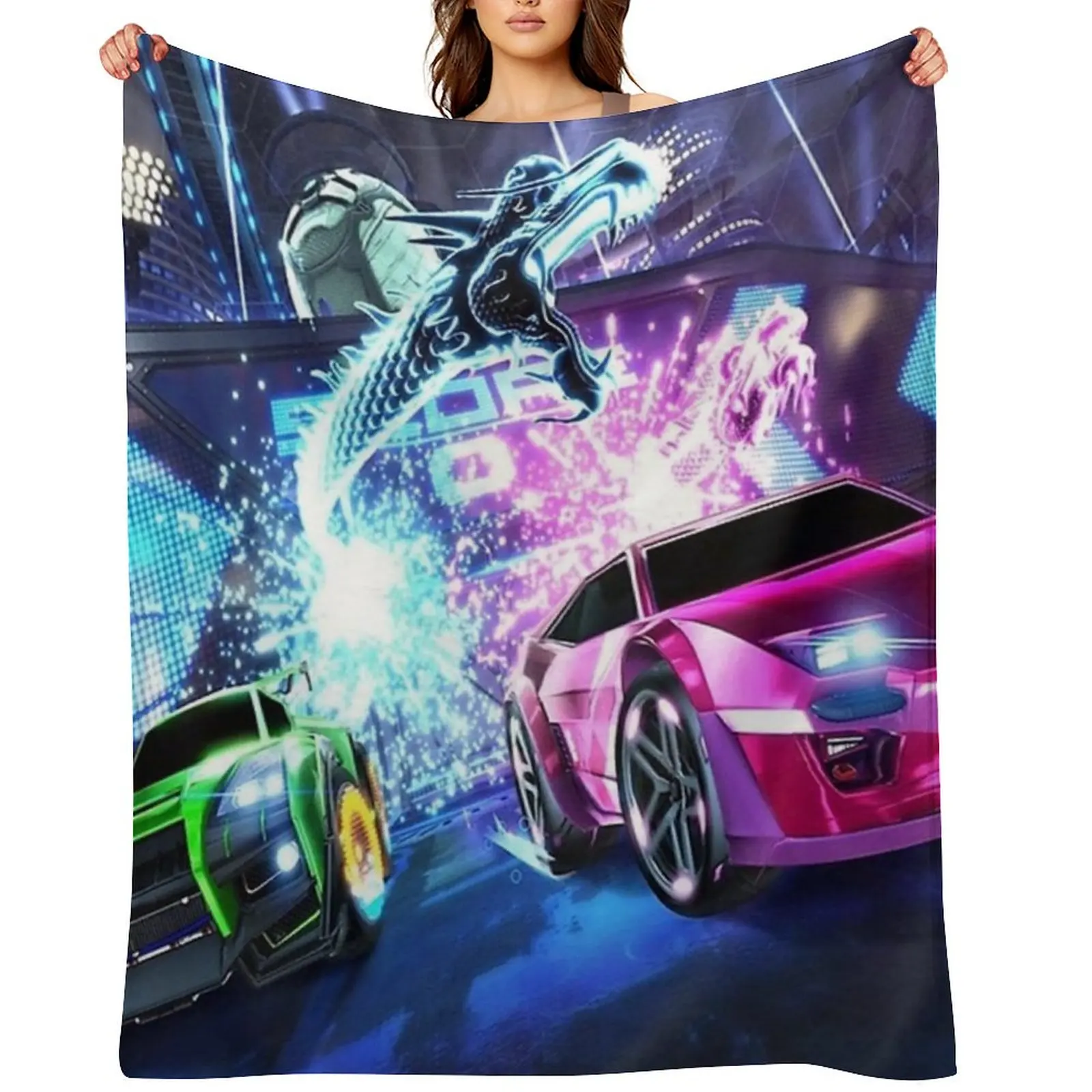 

Rocket Car Soccer Throw Blanket Vintage Soft Plaid halloween Decoratives Blankets