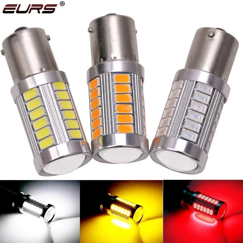 1PCS 1156 BA15S PY21W P21/5W 1157 BAY15D T20 For Car LED Bulbs Turn Signal Light 12V 33SMD White Red Brake Reverse Parking Lamps