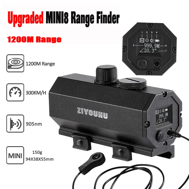 Tattico MINI8 Caccia Sniper Laser Telemetro Cannocchiale A Lungo Raggio 1200M In Tempo Reale Rang Finder Misuratore di Distanza Telemetro Angolare