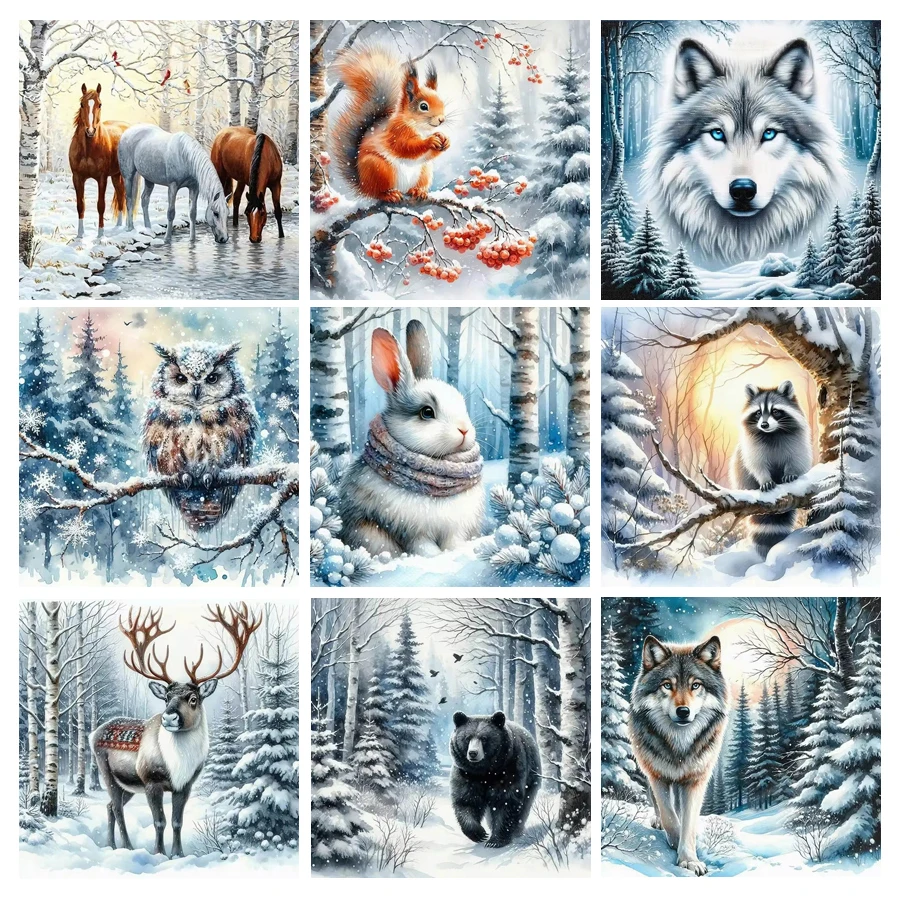 Diy Diamond Painting New Collection Winter Scenery Wild Animal Wolf Full Mosaic Embroidery Picture Jewelry Cross Stitch Kits