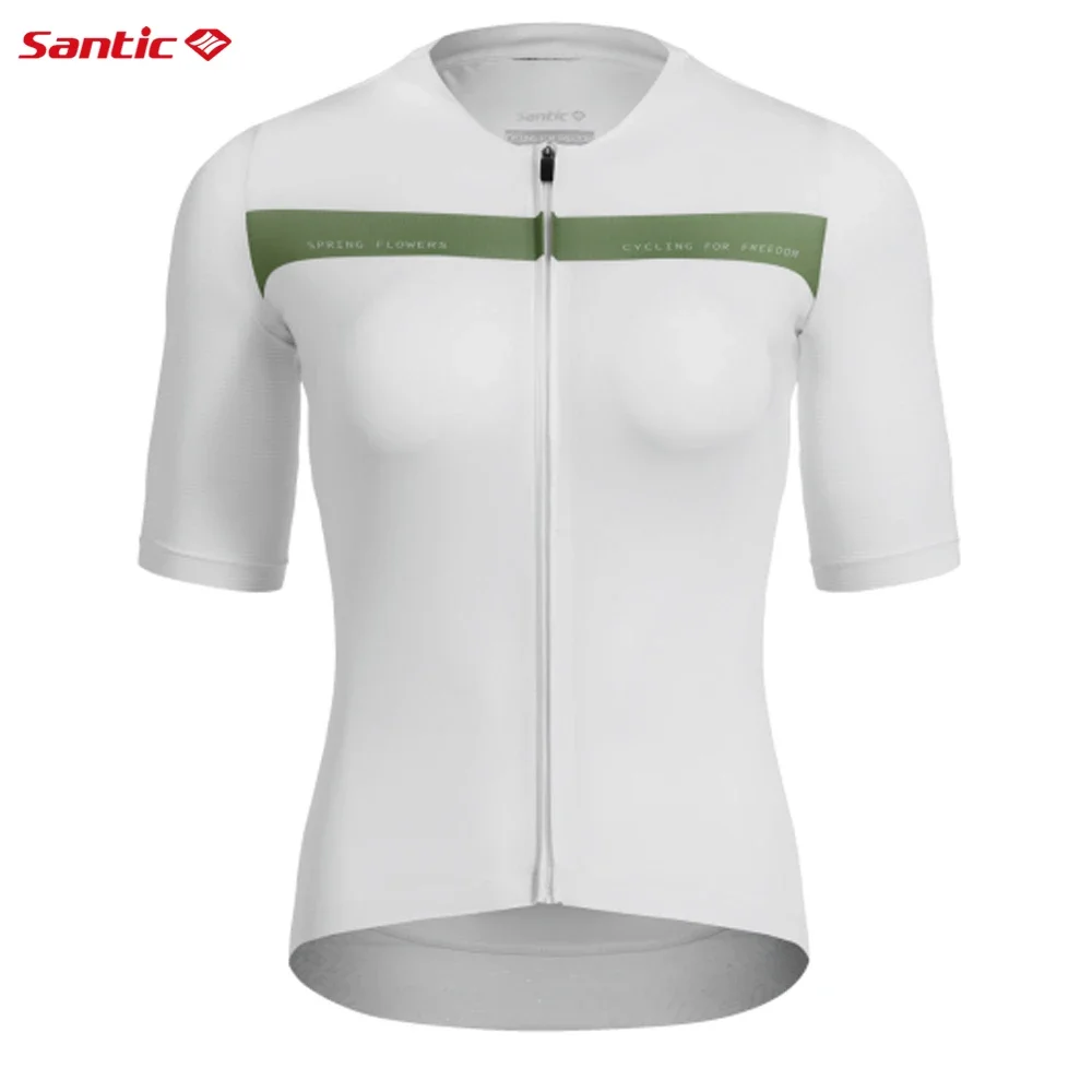 Santic Damesfietsshirt Zomer Sneldrogend Fietskleding met korte mouwen Outdoor Ademend Reflecterend MTB/Road Biker Shirts