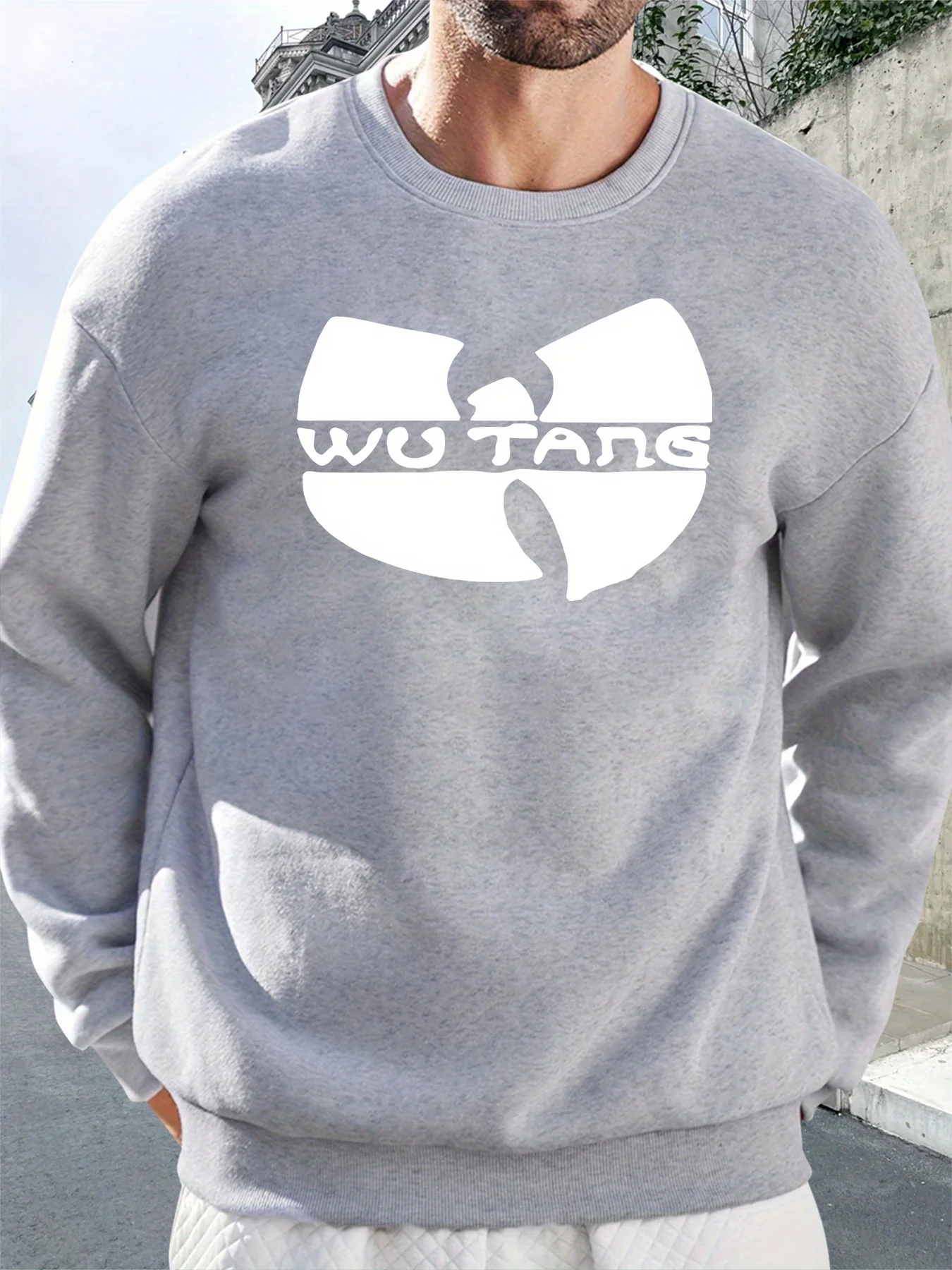 سويت شيرت كاجوال برقبة دائرية للرجال مع طباعة جريئة "WU TANS" - بلوفر ناعم بأكمام طويلة للخريف والشتاء، فضفاض