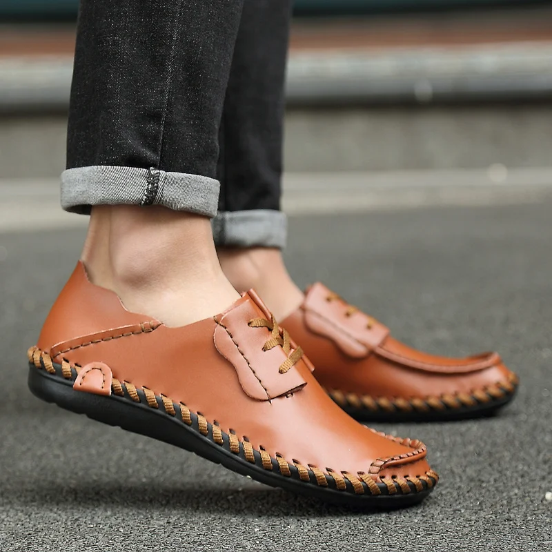 

Men Comfortable Leather Men Loafers Hot Sale Moccasins Driving Shoes Plus Size Handmade Leather Casual Men Shoes Design Sneakers