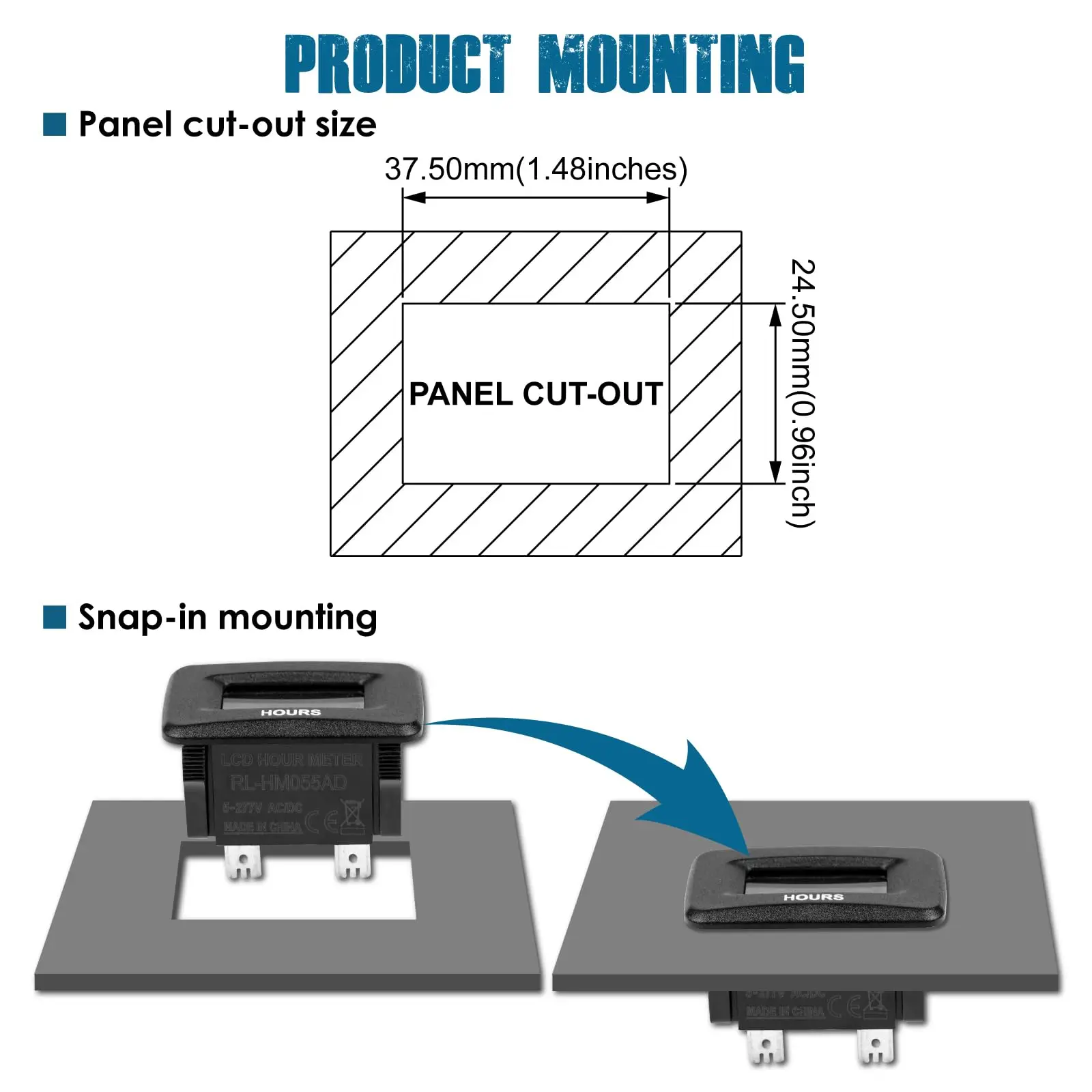 Medidor de hora digital AC/DC 5V-277V Display LCD com alarme de manutenção para gerador, cortador de grama, trator, empilhadeira, ATV, scooter