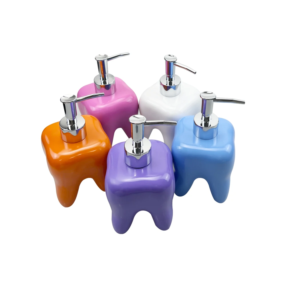 Tooth Shape Design Press Type Bottle Body Wash Dish Liquid Soap Dispenser Shampoo Storage Bathroom Supplies Decorations Bottles