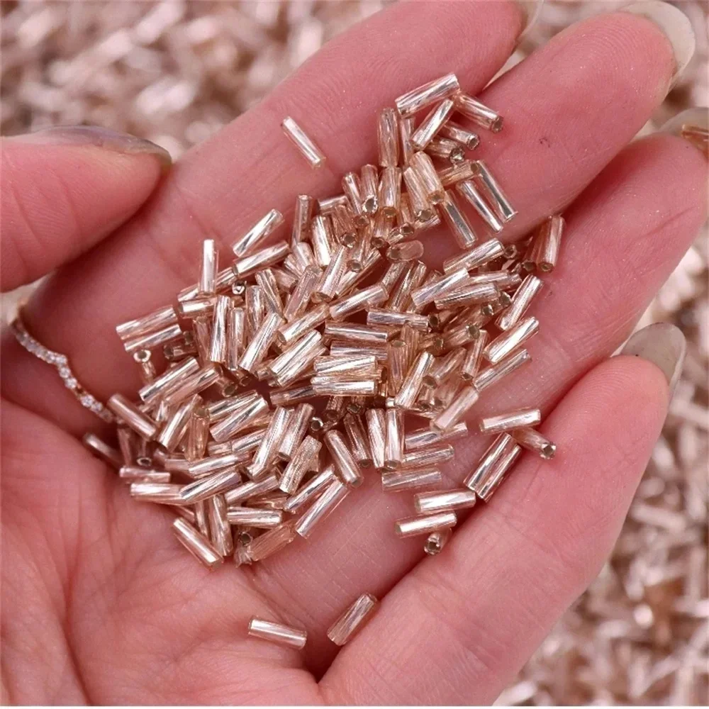 300Pcs 11/0 Tube Bead 2x6mm Twist Bugles Glass Beads Helical Seedbeads For DIY Bracelet Jewelry Dress Making Garments Accessory