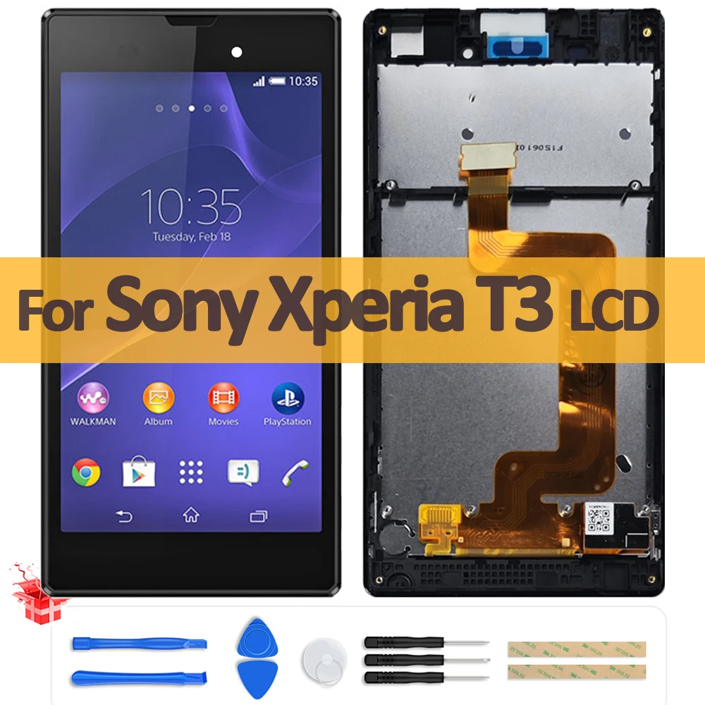 Оригинальный 5,3-дюймовый ЖК-дисплей для Sony Xperia T3, ЖК-дисплей с цифровым преобразователем сенсорного экрана в сборе для Sony T3 D5102 D5103 D5106, замена экрана Оригинальный 5,3-дюймовый ЖК-дисплей для Sony Xperia T3, ЖК-дисплей с цифровым преобразователем сенсорного экрана в сборе для Sony T3 D5102 D5103 D5106, замена экрана