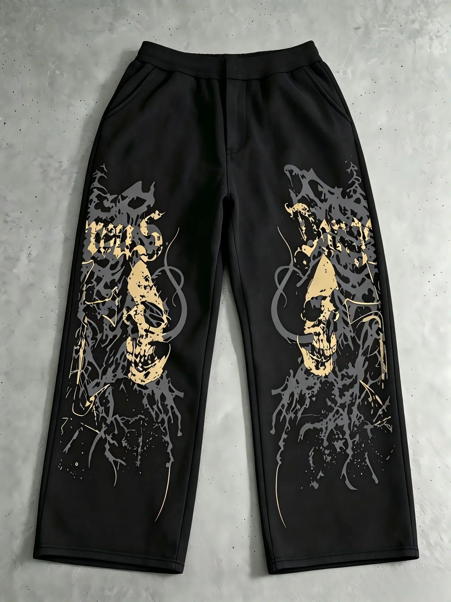 Heiß begehrte Unisex-Jogginghose mit abstraktem rotem Dornenmuster, gerader Schnitt, Y2K-Gothic-Street-Style, lässige Sport-Langhose – Detail 5