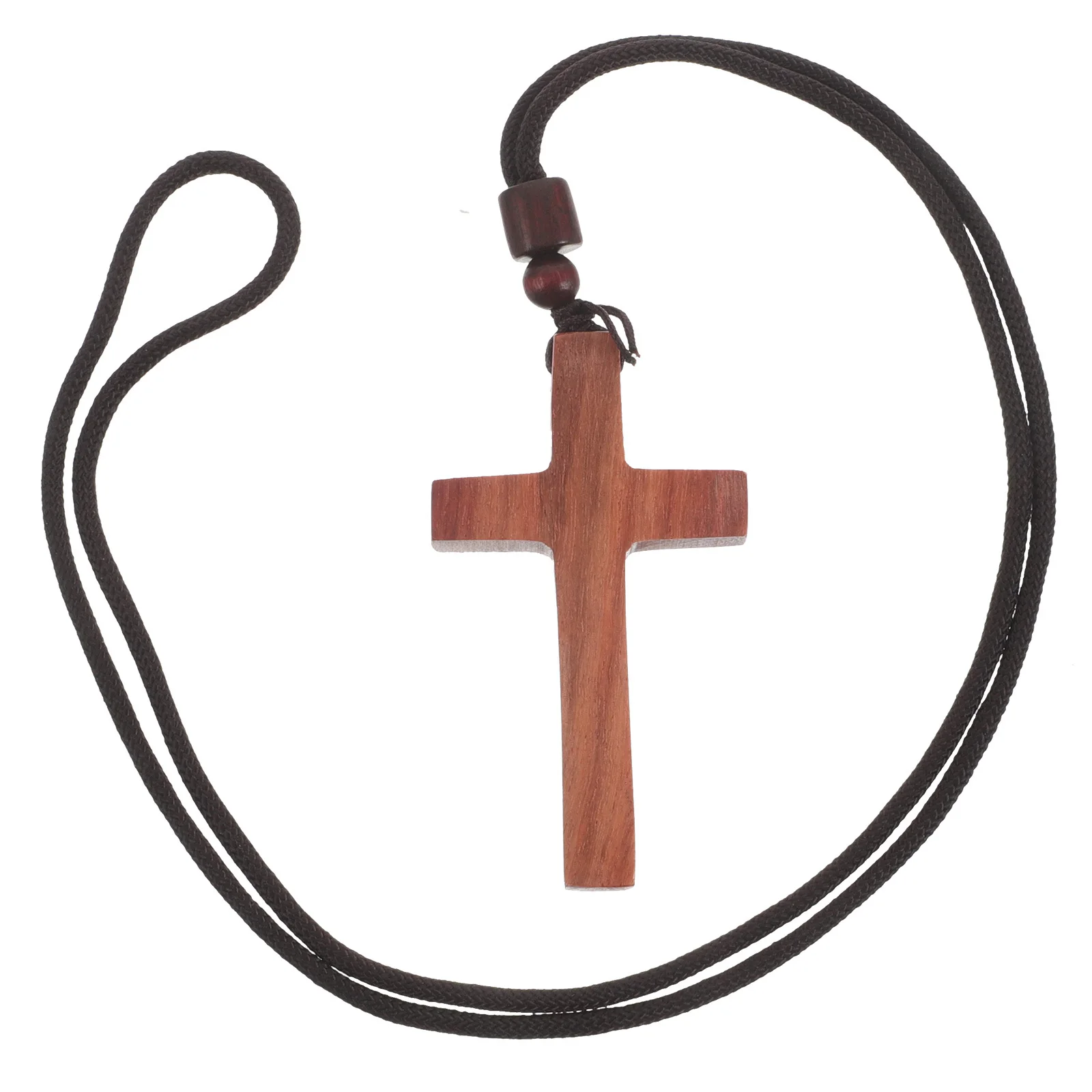 

Wooden Cross Pendant Necklace Sandalwood Handcrafted Vintage Crucifix Christian Jewelry for Men Women Church Easter Gift