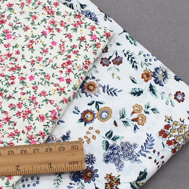 Small Floral Cotton Printed Fabric Fashion Pastoral Style Pure Cotton for Sewing by Half Meter