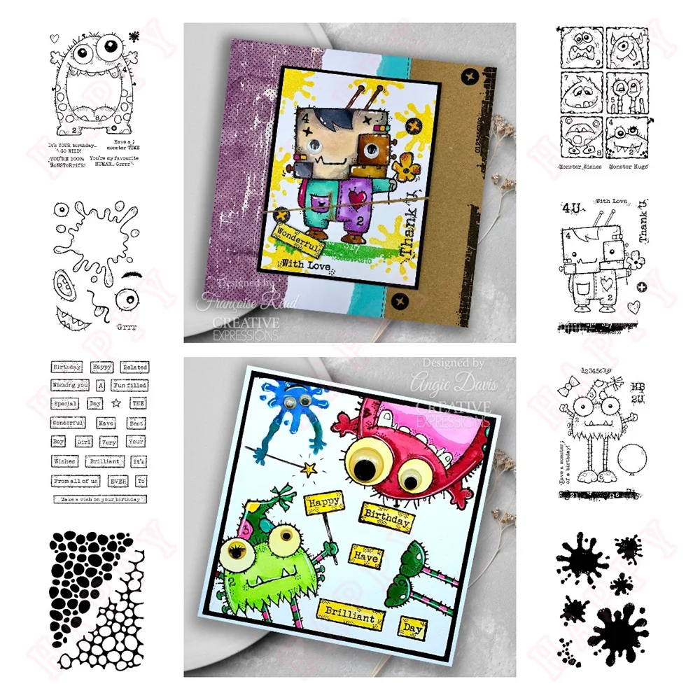 Birthday Monster Stamps Diy Scrapbooking Huge Monster Stamps Stencils Decoration Embossed Paper Card Album Craft Template New