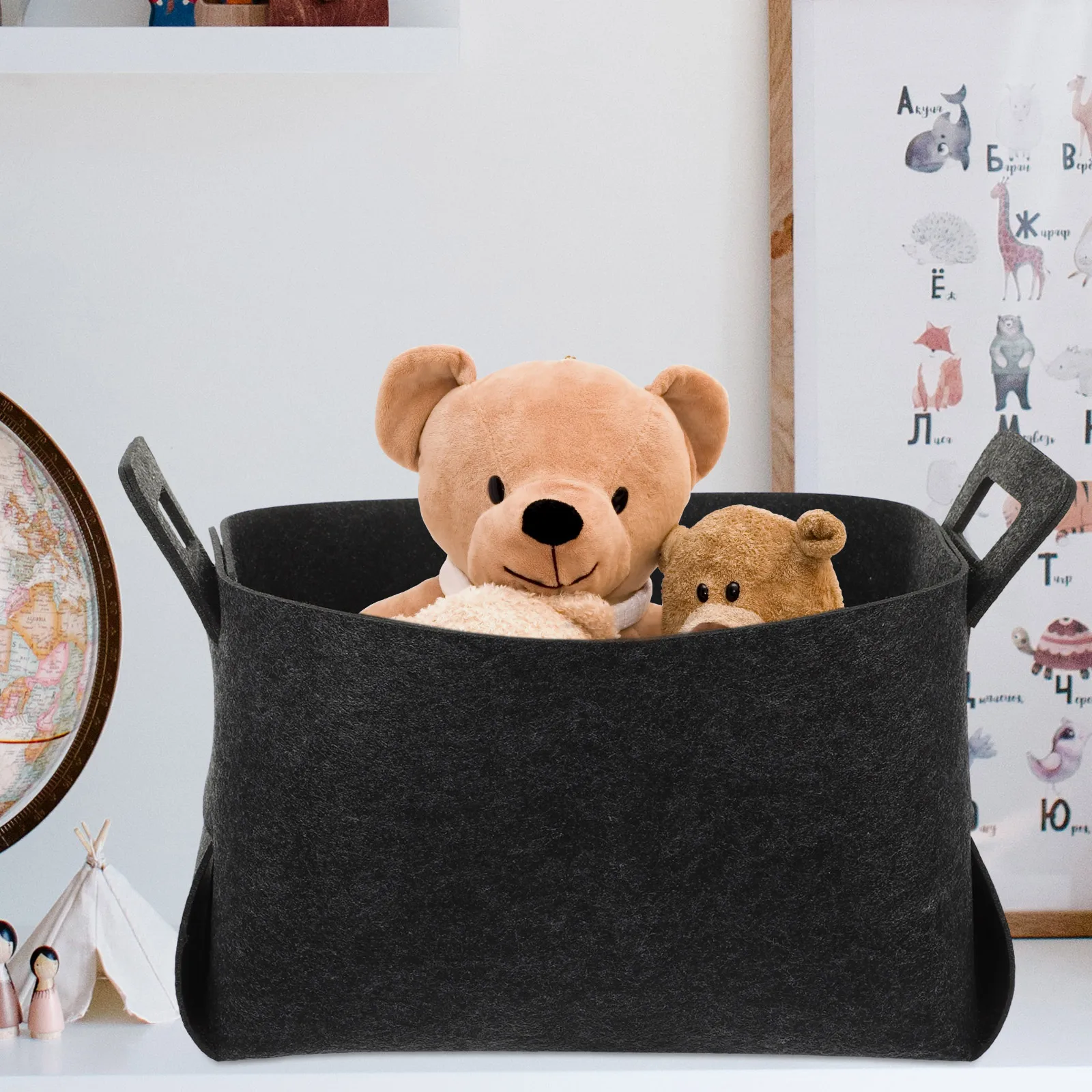 

Dirty Clothes Basket Foldable Laundry Hamper Polyester Material Collapsible Storage Bins Deep Grey Bedroom Closet Organizer Kids