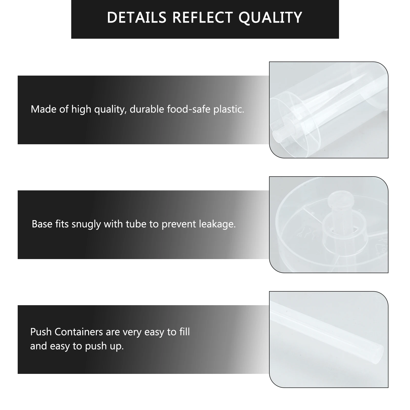

40pcs Pushable Holders Cake Shooter Cylinder Cake Molds Push Pops Plastic Containers Food Safe Leakproof
