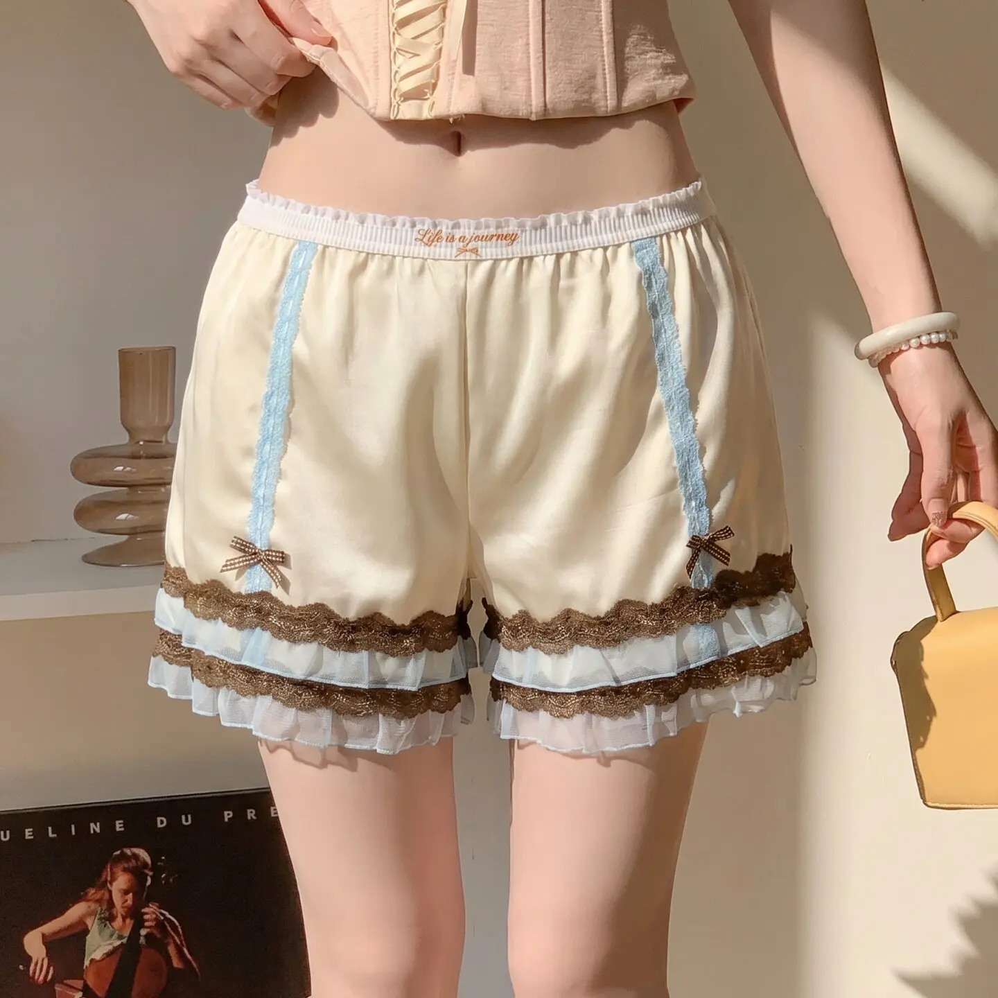 Women's Cute Ice Silk Safety Shorts Anti-see-through Bloomers 2026 New Loose Lace Trim Under Shorts