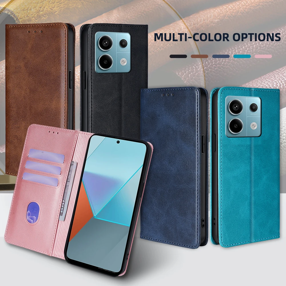 Gefenis Luxury Magnetic Phone Case For Xiaomi Redmi Note 13 13R 11T 11E 11 Pro Plus 11S Protection Leather Book Case Flip Cover