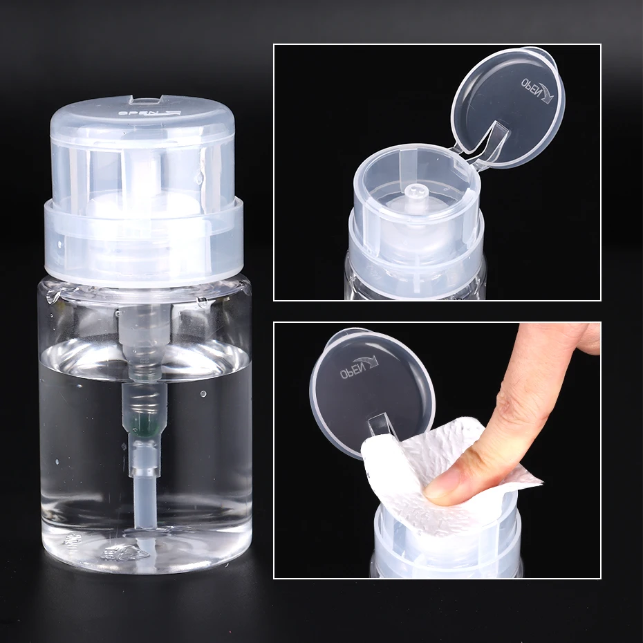 100ml Empty Press Nail Art Bottle Pump Dispenser Plastic Polish Portable Makeup Remover Cleaner Acetone Bottle Manicure Tool JID