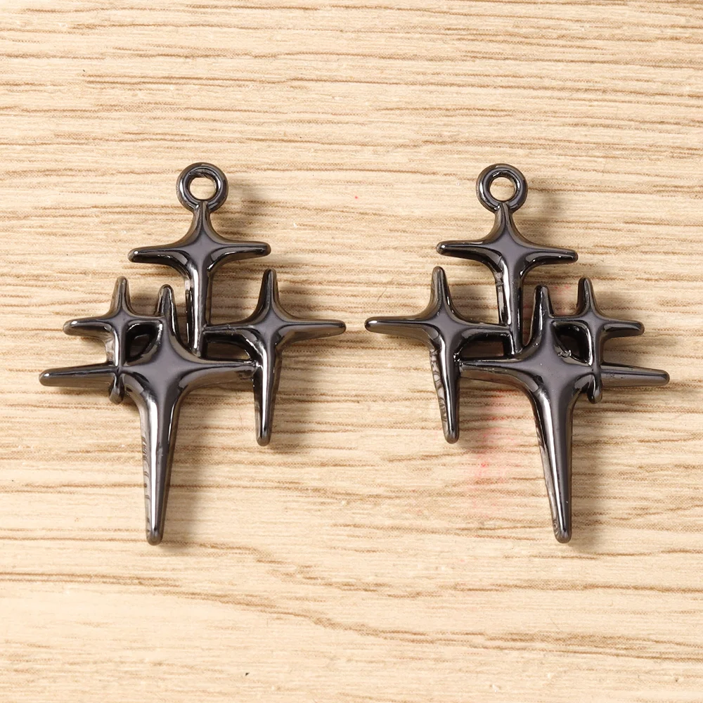 Tusember 5 Stück Hip-Hop Gun Black Sonne Mond Stern Herz Anhänger für Halsketten, Ohrringe, Armbänder, Schmuckherstellung, Bastelzubehör – Detail 23