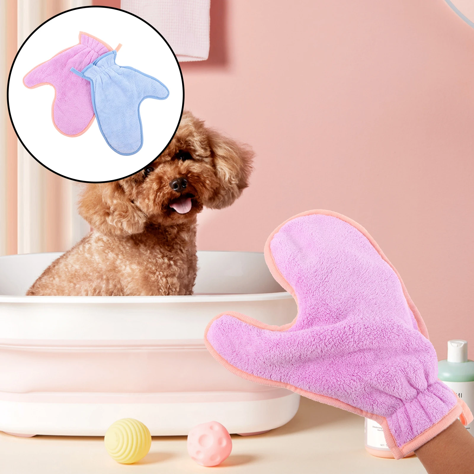 

2 Pcs Pet Water Absorbing Gloves Cat Grooming Towel Bath Absorbent Dog for Dogs Cleaning