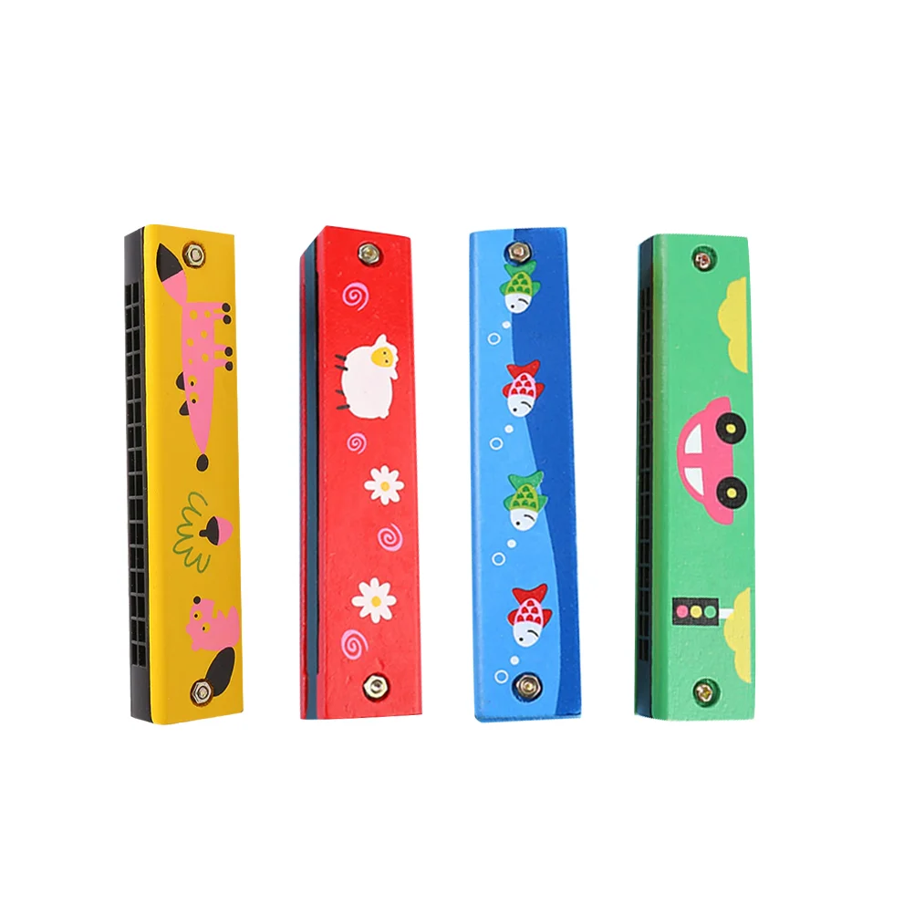 

4 Pcs Teaching Aid Harmonica Childrens Toys Wooden Toddler Colorful Bamboo Parent-child