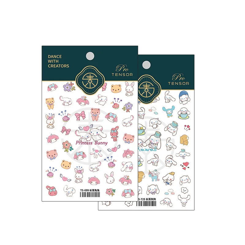 Sanrio Thin Tough Nail Stickers Cinnamoroll Mymelody Anime Cartoon Cute New Craft Thin Transparent Back Glue Manicure Stickers