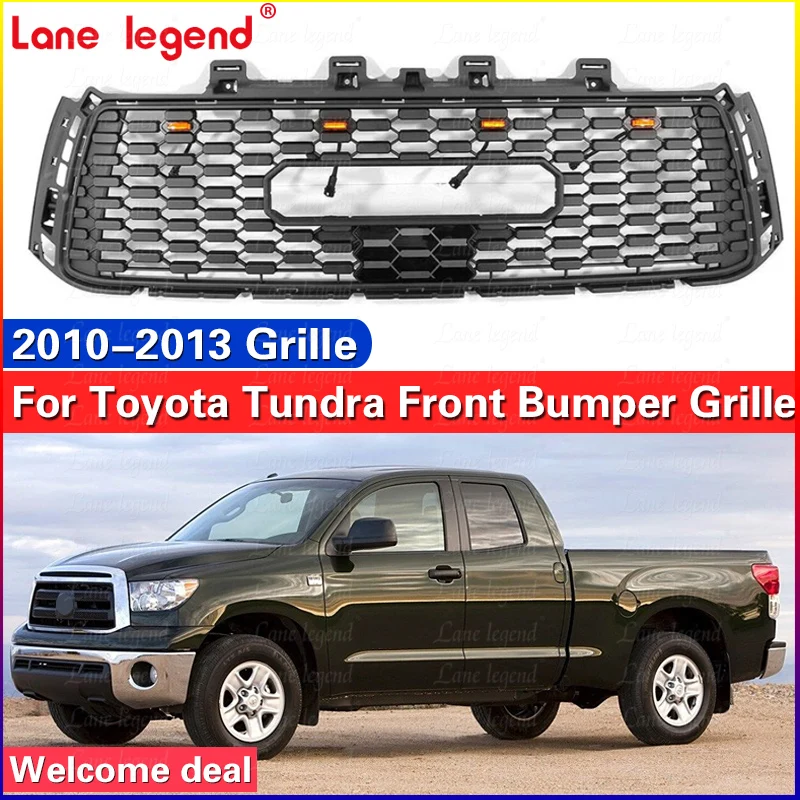 For TOYOTA Tundra 2010-2013 Exterior Part Front Racing Upper Grilles Light Car Front Bumper Racing Grille Lights Body Kit