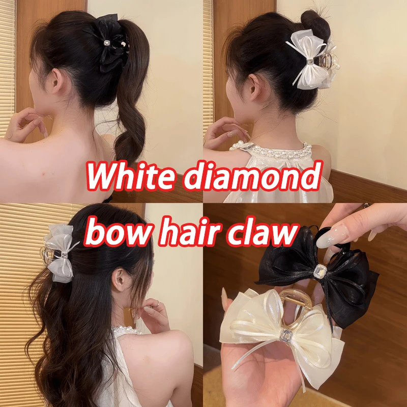 

Luxury Bow Rhinestone Hair Claw for Women - Sparkling Crystal Hair Clip, Trendy Large Hair Accessories for Updos & Ponytails