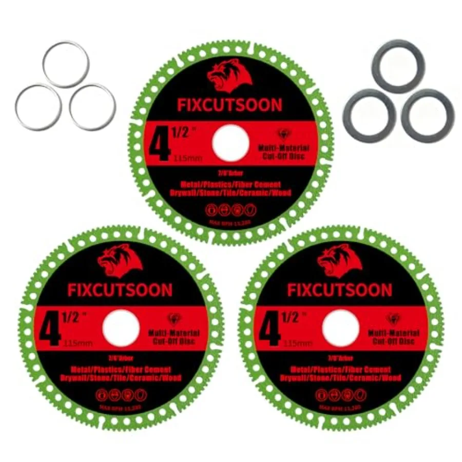 

4-1/2 inch Indestructible Diamond Cutting Discs for Angle Grinder 7/8" Blades Multi-Material Cut Off Wheels Metal/PorcelainTile