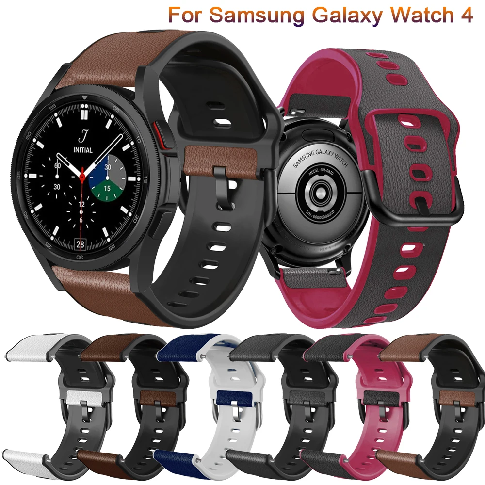 

Genuine Leather Band For Samsung galaxy watch 4 Classic 46mm 42mm Strap Watchbands correa For Galaxy watch 4 44mm 40mm ремешок