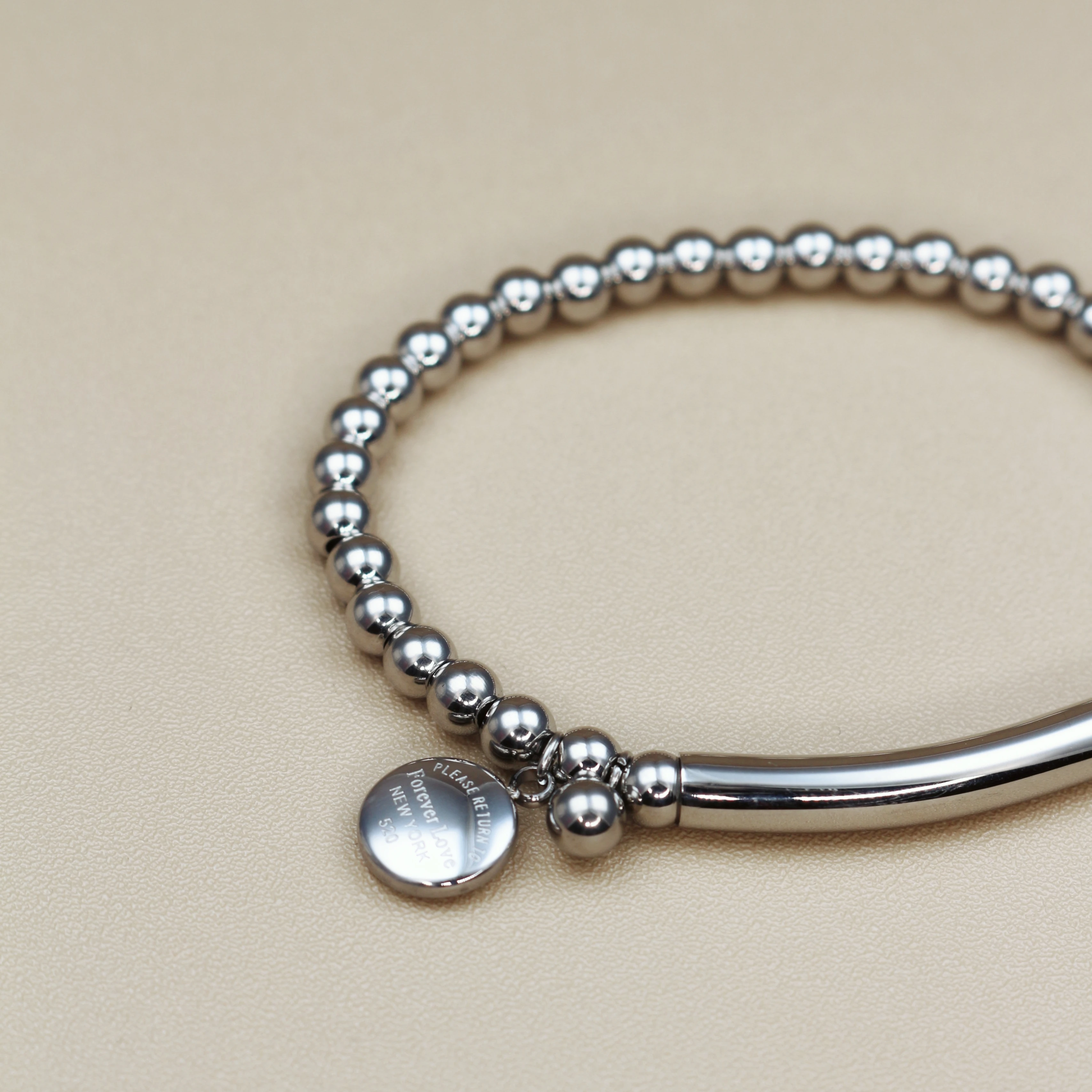 Bead Bracelet Hang Carve Forever Love Round Bean Woman Bracelet Stainless Steel Top Quality Fashion Brand Jewelry Drop Shipping