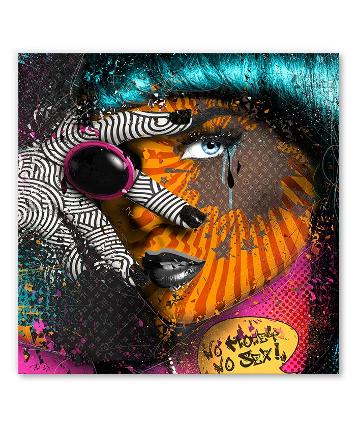 Street Graffiti Sexy Woman Canvas Painting with Frame Pop Art Body Paint Poster Prints Newspapers Bad Girl Wall Picture Decor