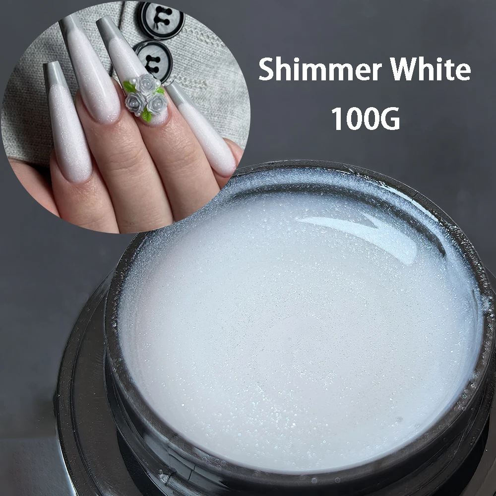 Jillnails Snow Sparkle Builder Nagelgel 100g/50g HEMA- und TPO-frei Schimmernd Glitzernd Rosa Lila Milchig für Nagelverlängerung und Modellierung