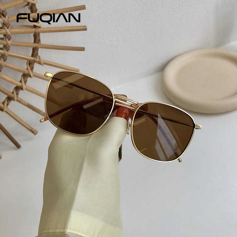 Fashion Metal Square Sunglasses Women Men Stylish Round Sun Glasses Ladies Retro Black Driving Shades UV400